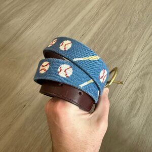 Tucker Blair Baseball Bat and Ball Needlepoint Belt Size 32